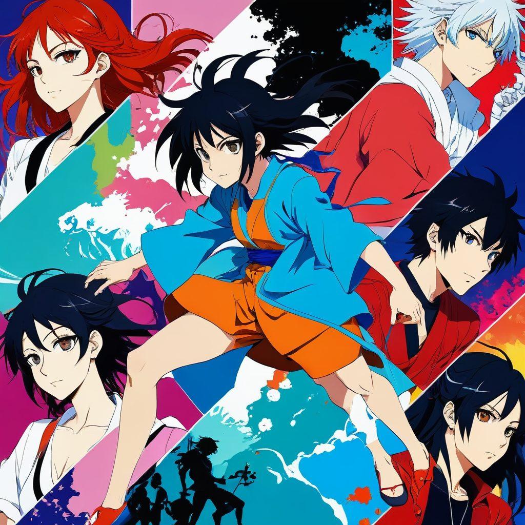 A dynamic split scene showing the evolution of adult anime, featuring a bold manga panel on one side with dramatic lines and colors, transitioning into a smooth animated frame depicting sensuality in motion on the other. Include iconic characters in various poses that embody the playful yet sophisticated elements of adult themes in anime. The backdrop should blend vibrant colors, emphasizing the transformation from static to fluid artistry. artistic collage. super-realistic. vibrant colors.